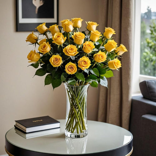 1 Dozen Yellow Roses Fresh Cut Flowers by Aquarossa Farms K306016