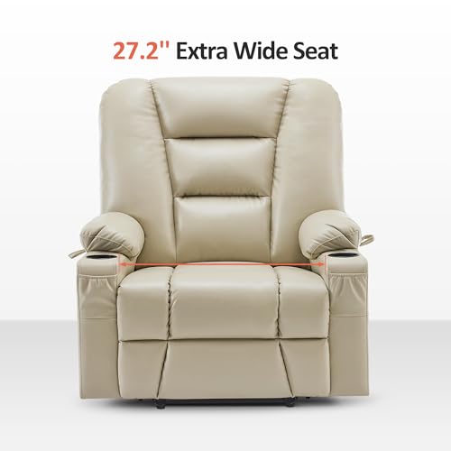 MCombo Small Power Lift Recliner Chair with Massage and Heat, Faux Leather, Dark Brown E441
