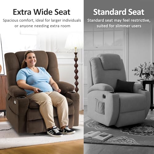 MCombo Large Triple Motor Power Lift Recliner Chair with Massage and Dual Heating, Grey D316