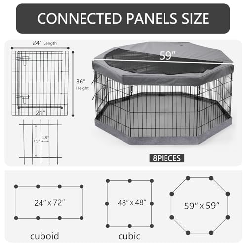 PETIME Foldable Metal Dog Exercise Pen 8 Panel with Bottom Pad C444