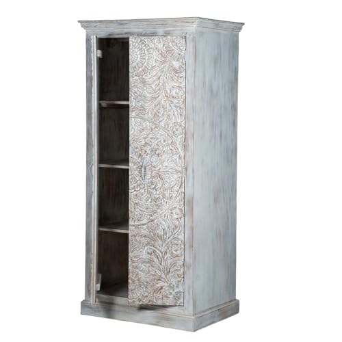 Shabby Chic White Carved Wardrobe Solid Wood U735415