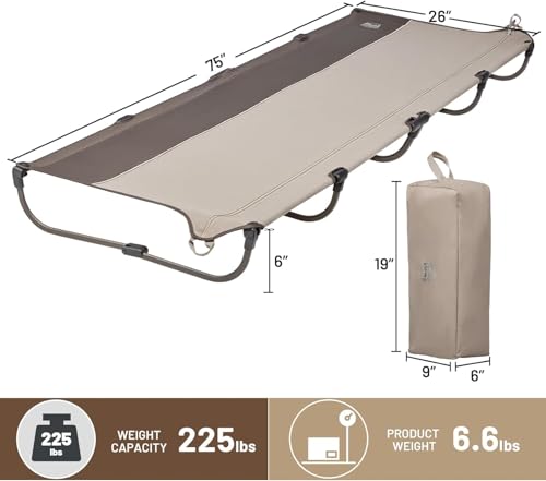 TIMBER RIDGE Lightweight Aluminum Camping Cot with Carry Bag, Blue Z494