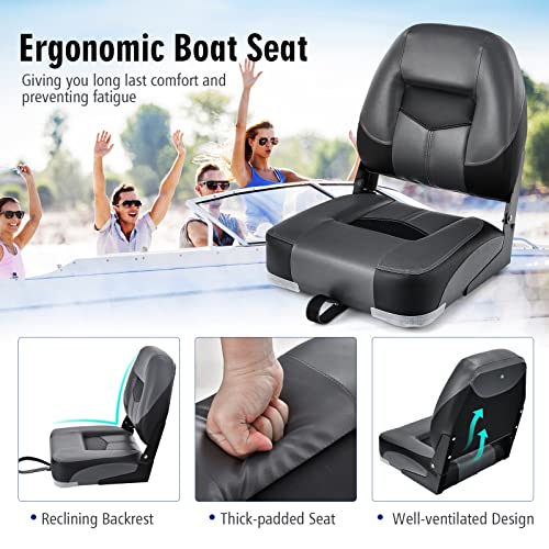 GYMAX Folding High Back Boat Seats with Stainless Steel Screws L976827