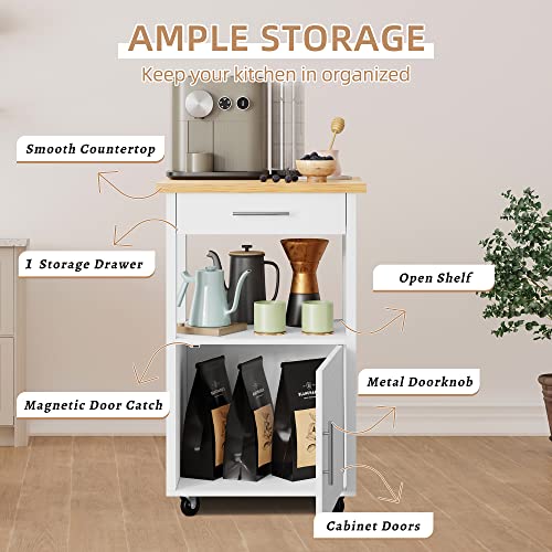 Shintenchi Kitchen Island Cart with Storage on Wheels, White V99091