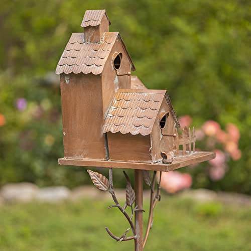 Large Copper Multi-Birdhouse Stakes for 4 Bird Families A740