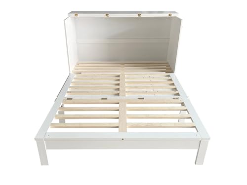 Queen Size Murphy Bed with Desk & Charging Station, White K505073