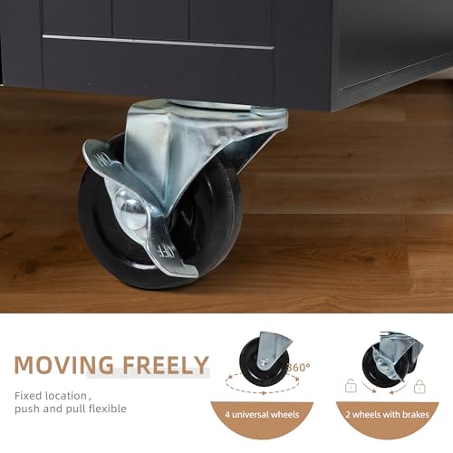 Shintenchi Kitchen Island Cart with Storage on Wheels, White V99091