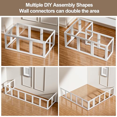Transparent Dog Playpen with Wall Anchor, 23.6" H, 10 Panels, White N19944