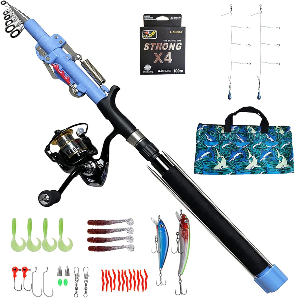 Telescopic Fishing Rod and Reel Combo Saltwater Freshwater Kit J221197