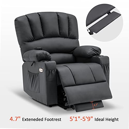 MCombo Oversized Power Lift Recliner Chair for Elderly with Heat and Massage, Faux Leather, Dark Brown N537