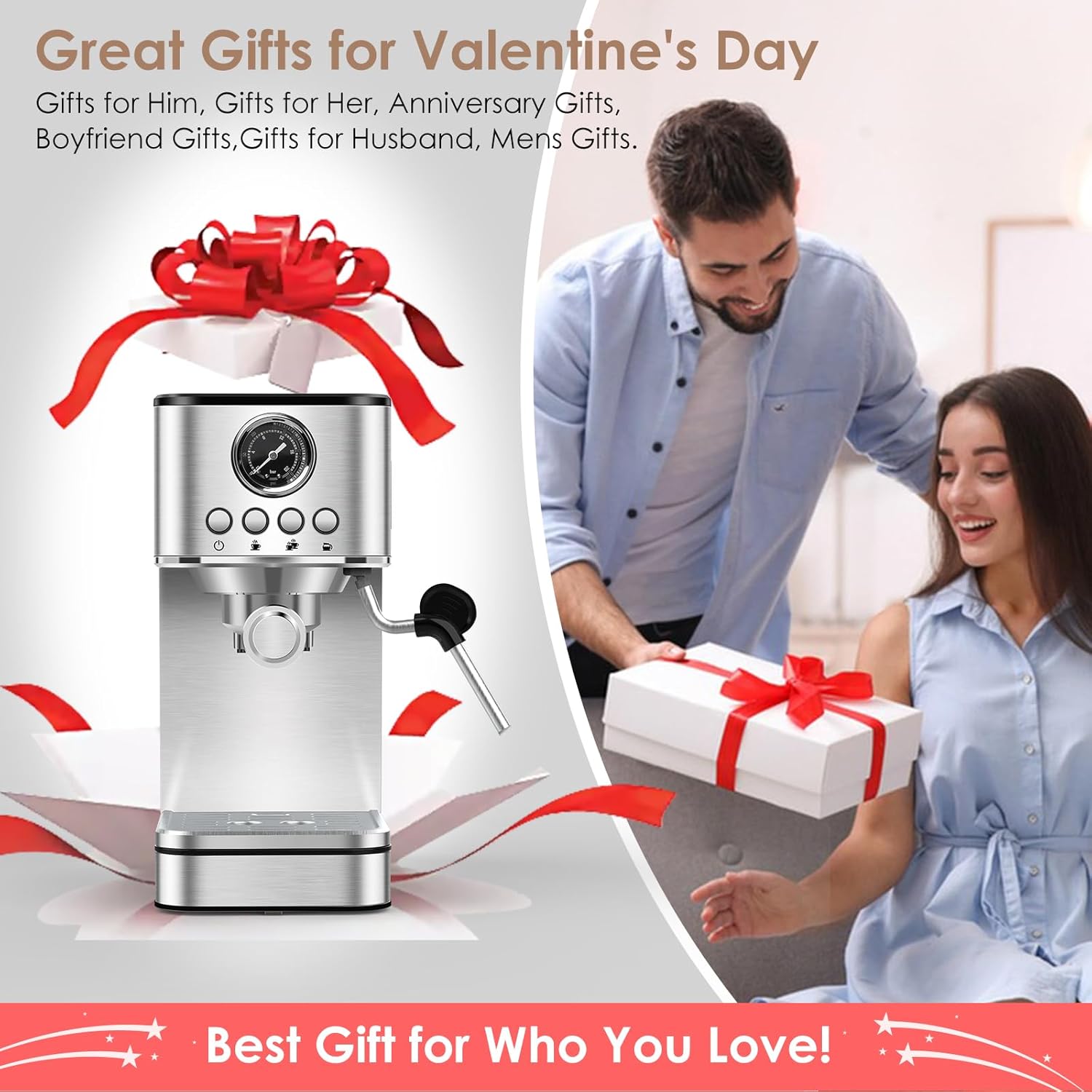 Sparkfire Espresso Machine 20 Bar Stainless Steel with Milk Frother K871515