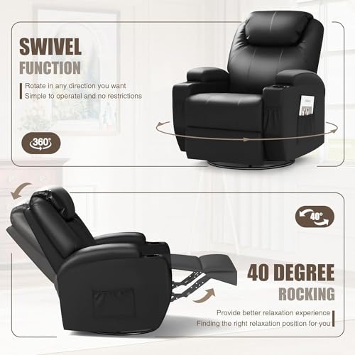 JUMMICO Power Lift Recliner Chair with Massage for Elderly PU Leather Black Y337
