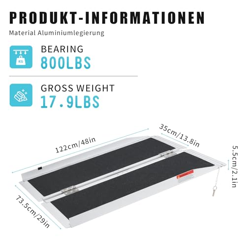 YISHANRENJIE Portable Wheelchair Ramp 3FT, Aluminum Non-Slip Threshold Ramp R369459
