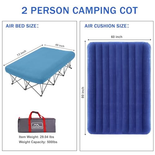 KAMPKEEPER Folding Camping Cot with Inflatable Air Mattress and Carry Bag M949