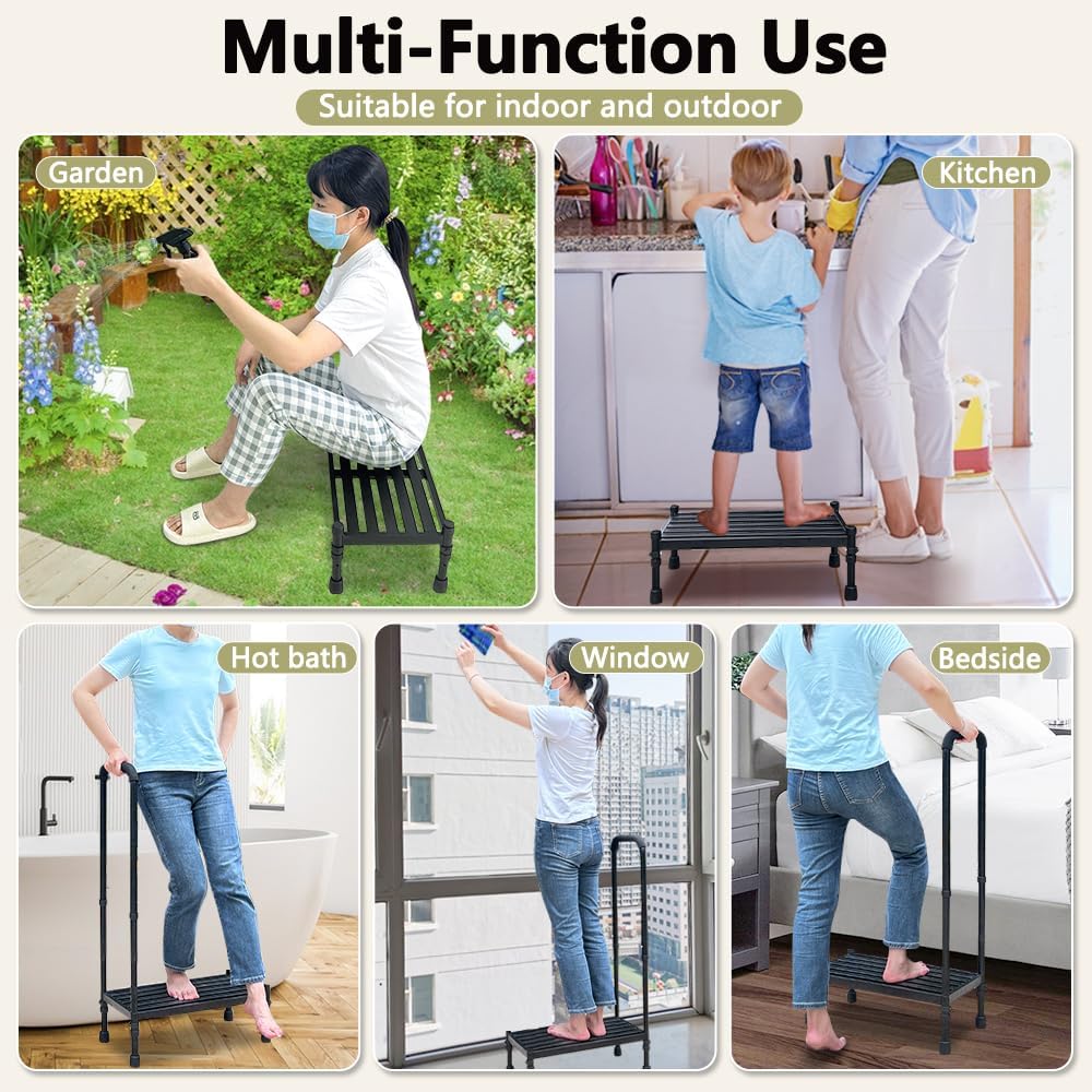 Medical Step Stool with Handle for Adults Seniors Bariatric 300lb H301