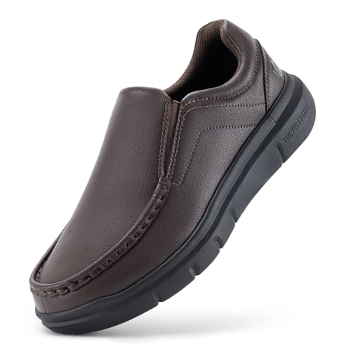 FitVille Wide Slip on Shoes for Men Black Dress Shoes Leather Loafers Business Casual Shoes, Comfortable Simple Shoes - EasyWalk V1