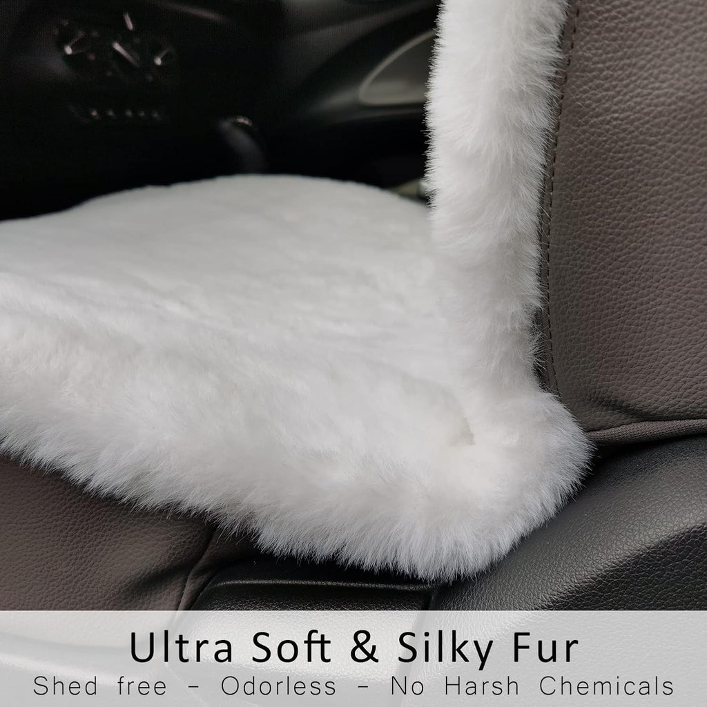 Champlus Faux Sheepskin Fur Car Seat Cover - White H6913
