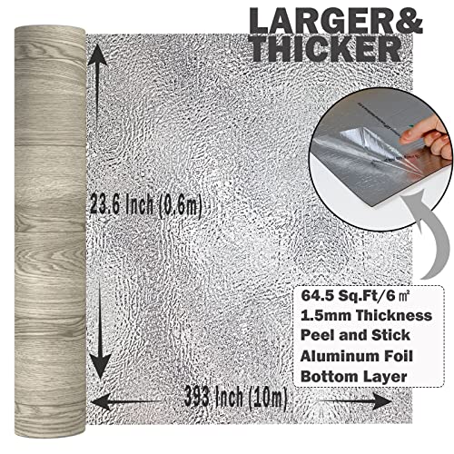 Oxdigi Peel and Stick Vinyl Flooring Roll 23"x393" Waterproof Wood Plank U1250