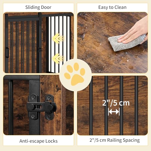 Dog Crate Furniture with Barn Door for Small Medium Dogs, Rustic Brown P911