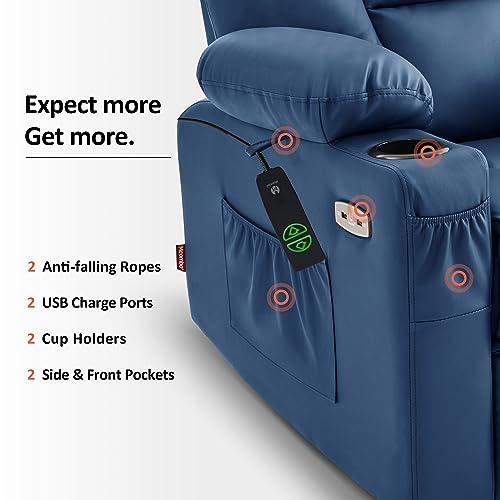 MCombo Small Power Lift Recliner Chair with Massage and Heat, Faux Leather, Dark Brown E441