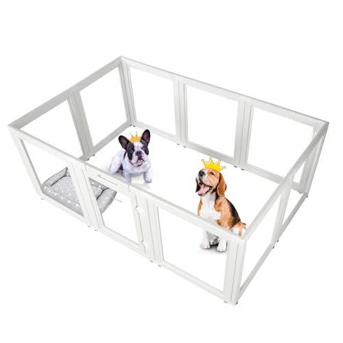 Clear Acrylic Dog Playpen for Small & Medium Pets, 30.3" Height, 10 Panels E1222