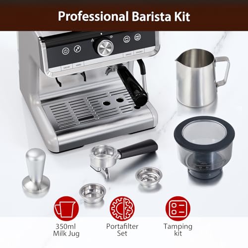 Espresso Machine with Grinder, 20 Bar, Milk Frother D6043