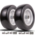 11x4.00-5 lawn mower tires flat free, Solid Smooth Tires and Wheel with 3/4" or 5/8" & 1/2" Precision bearings, 3.4"-5.6" Centered Hub, for Zero-Turn Lawn Mowers, Extra Universal Adapter Kit (2 Pack)