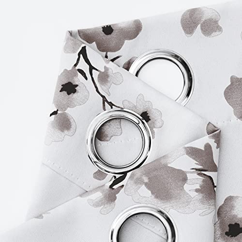 HOMEIDEAS Taupe Floral Blackout Curtains, 52 x 84 Inches, 2 Panels T310944
