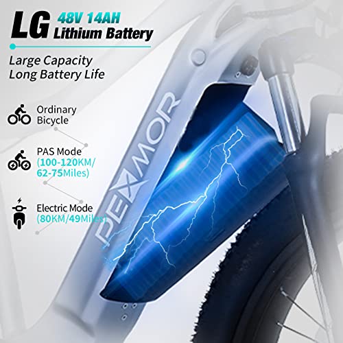 PEXMOR Electric Bike for Adults, 750W 26" Fat Tire, 48V 14AH Removable Battery S493166