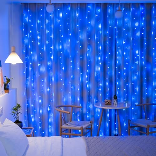 JMEXSUSS 300 LED Remote Control Christmas Curtain Lights, Warm White V64841