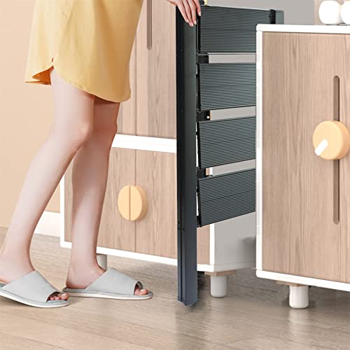 4 Step Aluminium Folding Ladder with Anti-Slip Pedal, 330 Lbs Capacity, Black Y538