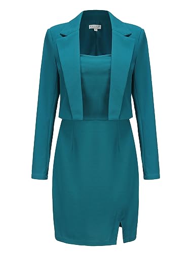 EXLURA Women's Professional Business Lightweight Blazer Dress Suit Sets 2 Piece Work Office Fashion Outfits