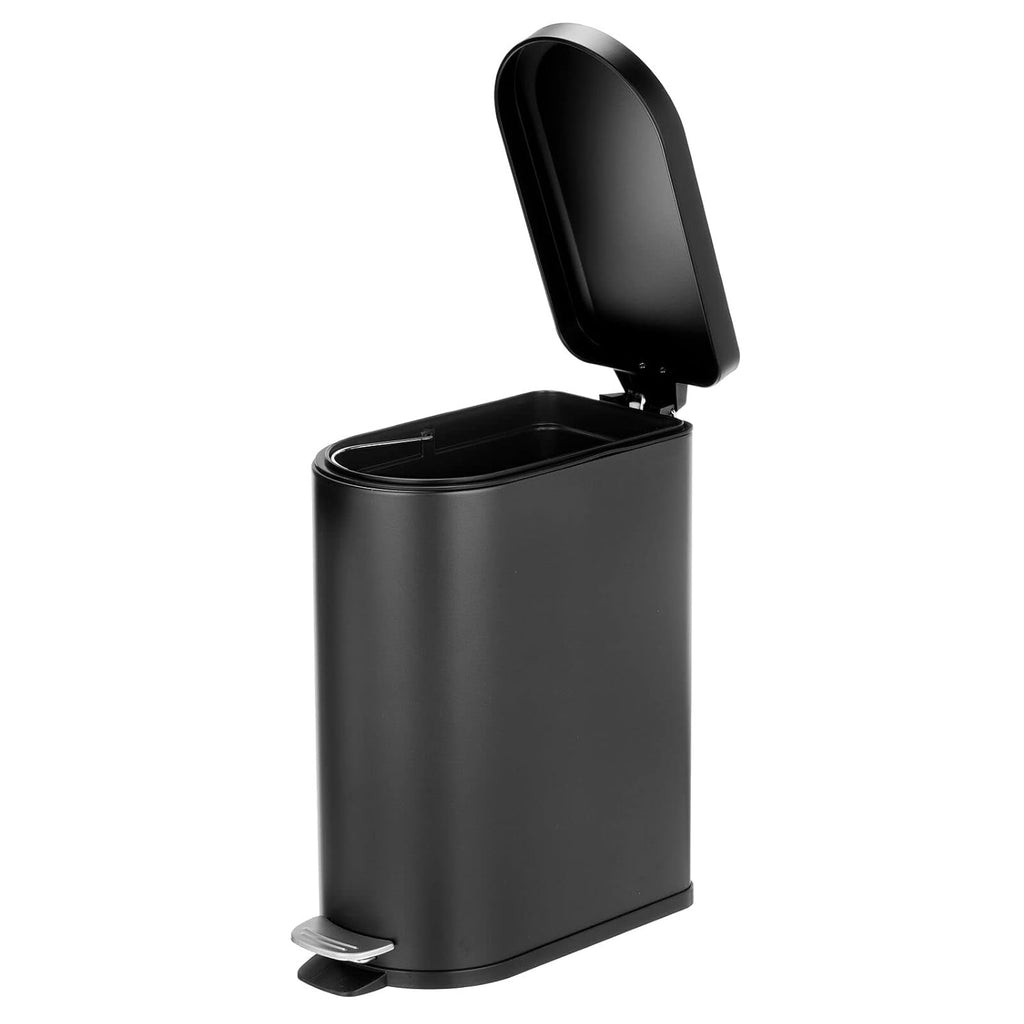 mDesign 2.6 Gallon Stainless Steel Step Trash Can with Lid, Black A528