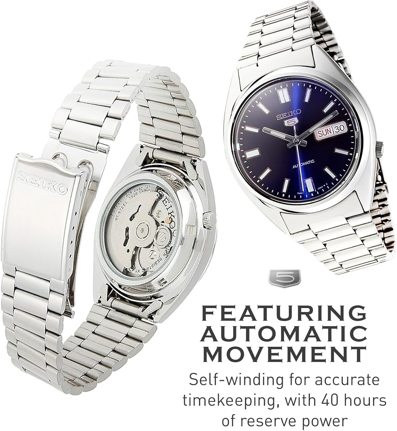 SEIKO SNXS77 Automatic Watch for Men, Blue Dial, Stainless Steel H492
