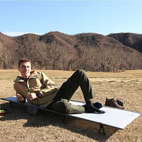 ATEPA Ultralight Folding Camping Cot for Adults, Portable Sleeping Bed, Beige O8465