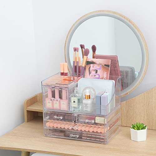 Clear Makeup Organizer with Drawers, Stackable Cosmetic Storage for Vanity M903741