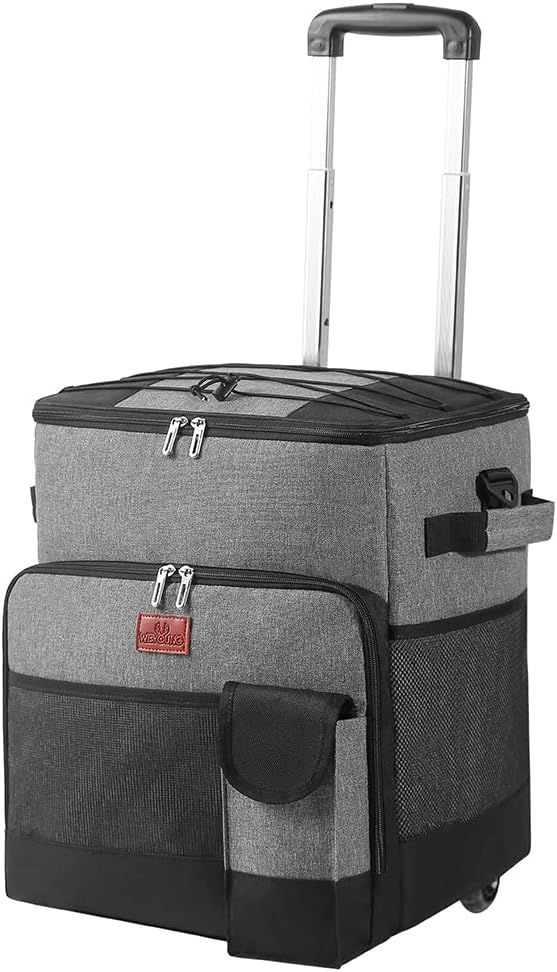 Soft Cooler with Wheels - Removable Wheels Insulated Portable Rolling Cooler, Collapsible Cooler on Wheels Suitable for Shopping Picnic BBQ Beach