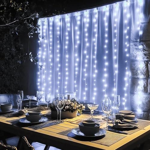 Dazzle Bright 300 LED Curtain Lights, Warm White, Plug in for Bedroom & Outdoor Decor X62406
