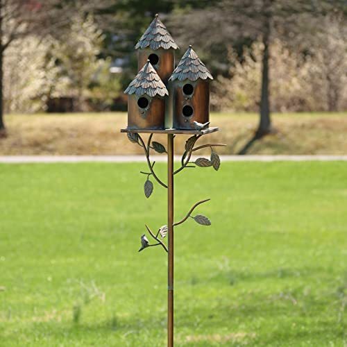 Large Copper Multi-Birdhouse Stakes for 4 Bird Families A740