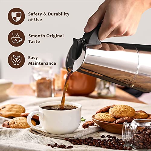 Stainless Steel Moka Pot 6-Cup Italian Coffee Maker B800060