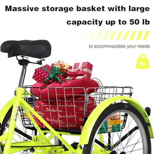 KNUS Adult Single Speed 26 Inch 3 Wheel Cargo Tricycle with Large Shopping Basket F954679
