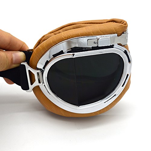 evomosa Motorcycle Goggles Vintage Pilot Style for Half Helmet W4221
