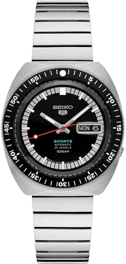 SEIKO SRPK17 Automatic Sports Watch for Men 5 Sports Limited Edition - Black Dial with Date Calendar, Rotating Bezel - Water-Resistant 100M