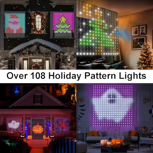 Smart Curtain Lights 400 LED Plug in with App & Remote V800