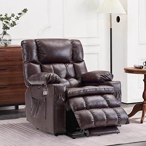 MCombo Dual Motor Power Lift Recliner Chair for Elderly with Heat and Massage, Black E570141