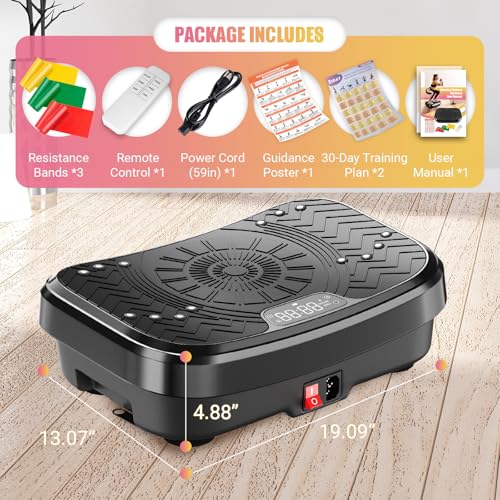 Vibration Plate Exercise Machine with Adjustable Speeds and Resistance Bands R17379