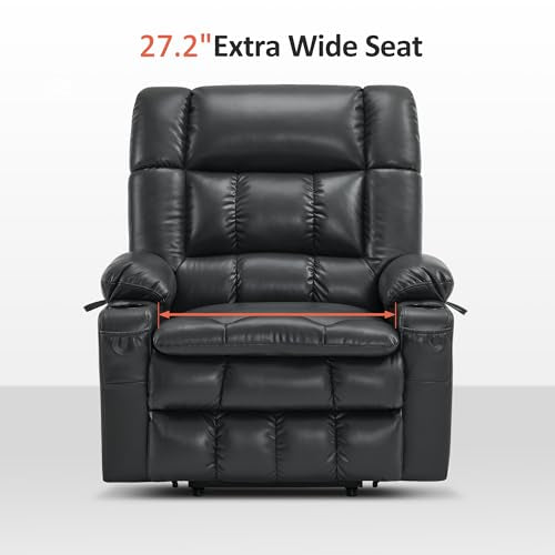 MCombo Dual Motor Power Lift Recliner Chair for Elderly with Heat and Massage, Black E570141