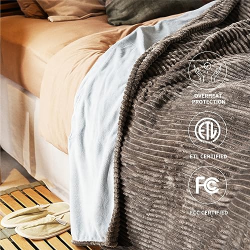 Heated Blanket Full Size with Dual Controller, Beige M973