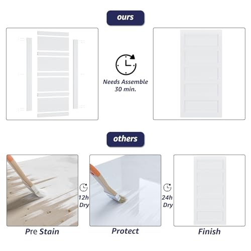 White 5-Panel Solid Sliding Barn Door with Hardware Kit W109