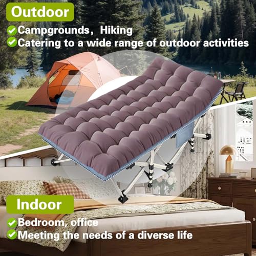 XXL Camping Cot for Adults with Mattress Heavy Duty Folding Bed with Carry Bag H5280